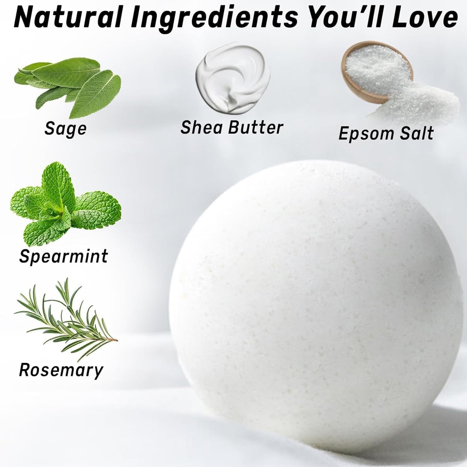 Sage Bath Bombs Spiritual Bath Energy Clearing Protection Shielding Smokeless Smudging Sage Rosemary and Spearmint Relaxation Stress Relief Spa Gift