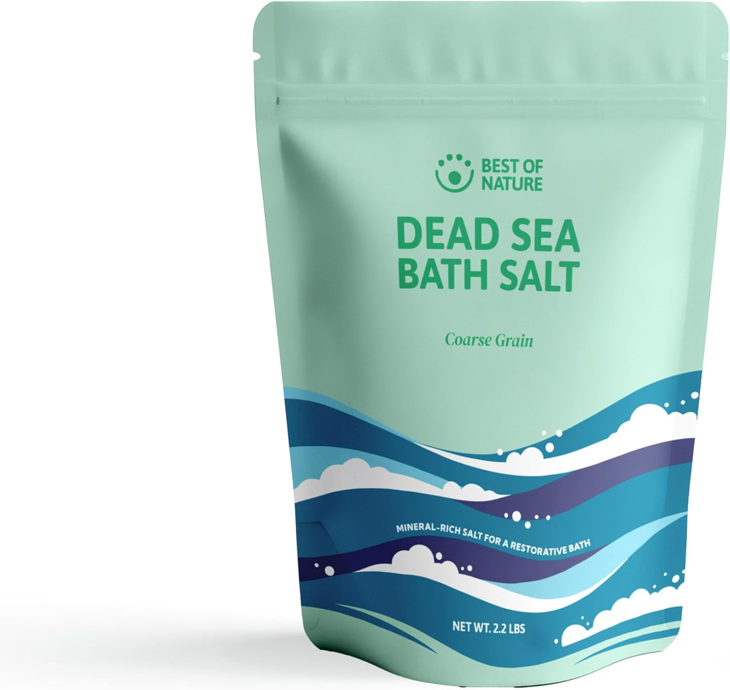 Best of Nature Dead Sea Salt 2.2 lb Coarse Grain Bath Soak Salt, Mineral-Rich Crystals, Resealable Bag, Made in the USA