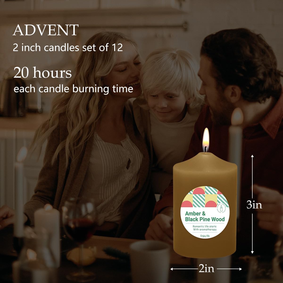 Home Scented Color Pillar Candles Set of12-2x3 inch - Dripless and Smokeless Large Pillar Candles, 20-Hours Long Burning Time Paraffin Candle for Dinner Table, Christmas and Home Deco