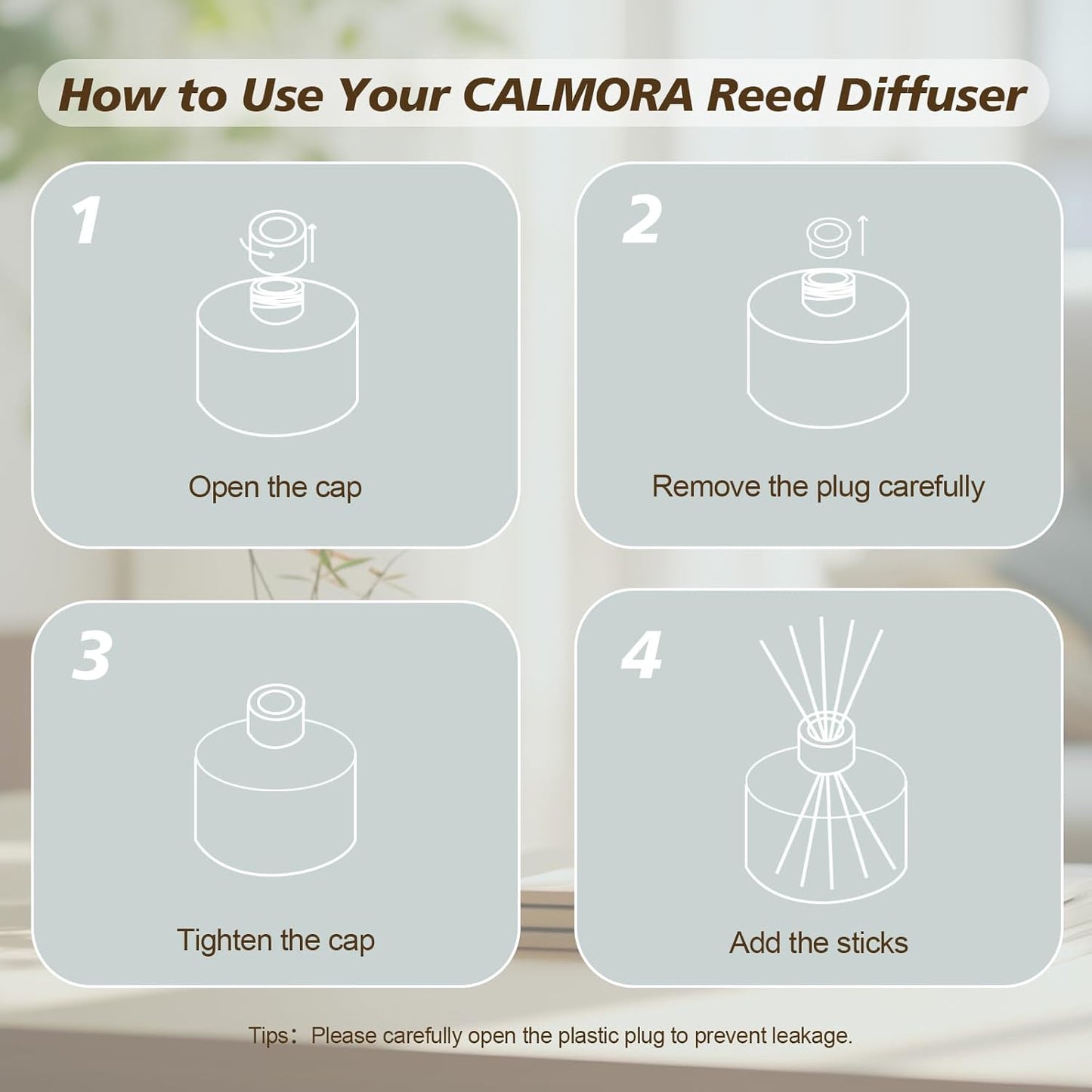 CALMORA Reed Diffuser Set of 3, 50ml Fresh Linen/Eucalyptus & Mint/Ocean Scented Oil Diffuser with 15 Sticks | Home Fragrance for Bedroom, Bathroom, Office & Living Room