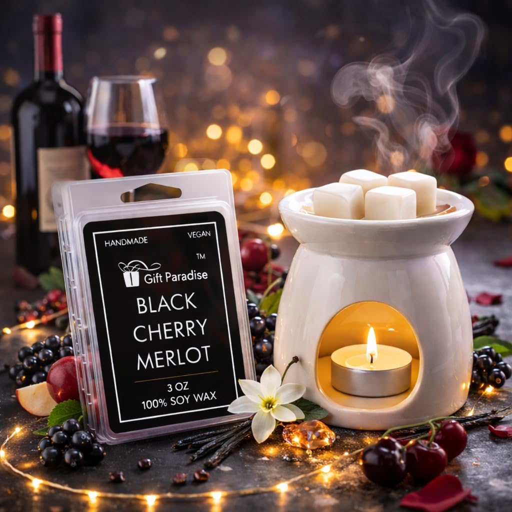 Black Cherry Merlot Wax Melts – Set of 3 (3 oz Each) – Hand Poured Soy Wax, Fruity Wine-Inspired Fragrance, Long Lasting & Gift-Ready