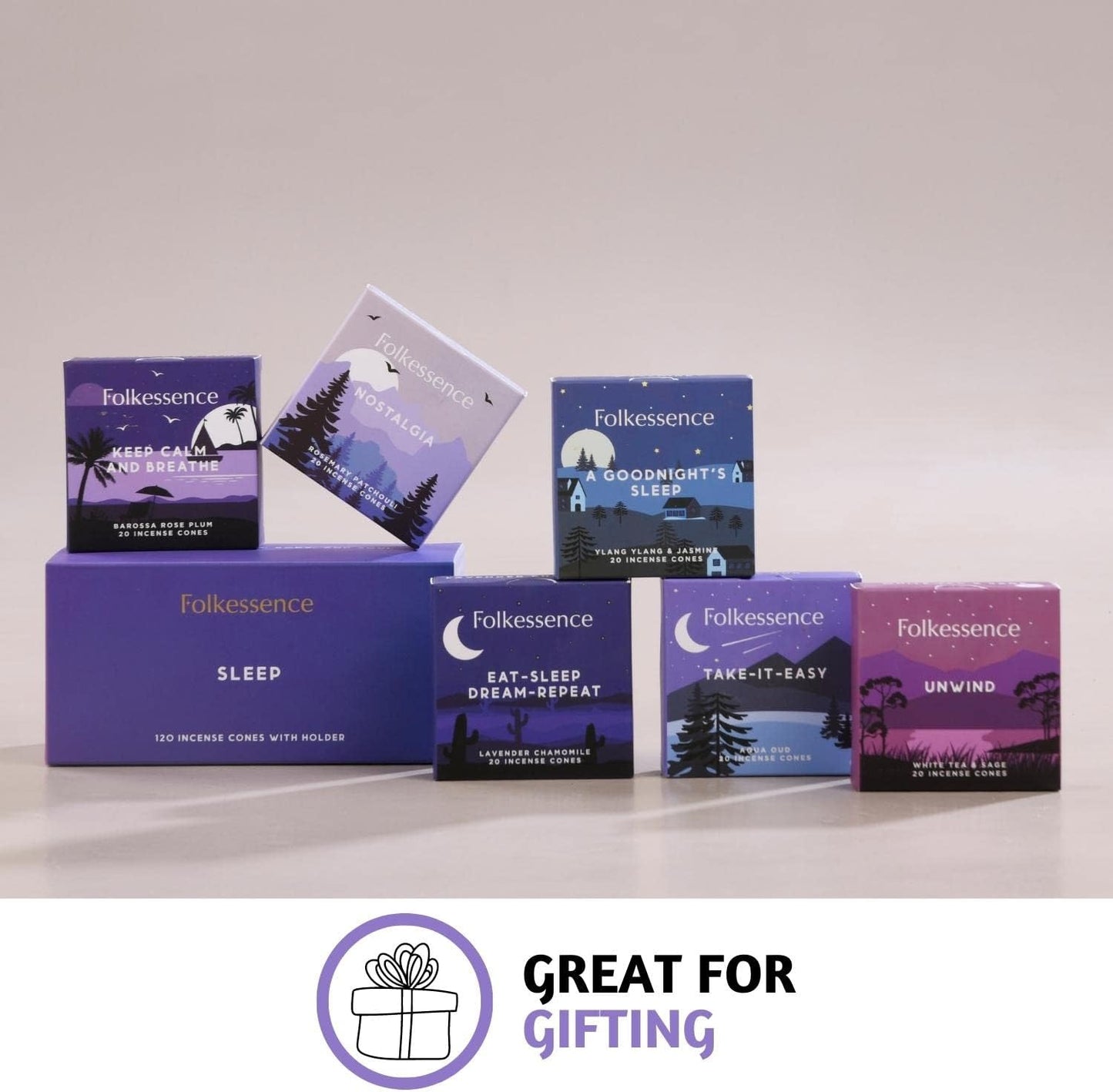 Folkulture Incense Cones (120 Cones) | Set of 6 Premium Insence Cones for Deep Sleep, Relaxation, Aromatherapy, Gifts | No Charcoal, Organic, Non Toxic Lavender, Rosemary, Patchouli Inscents-Cones