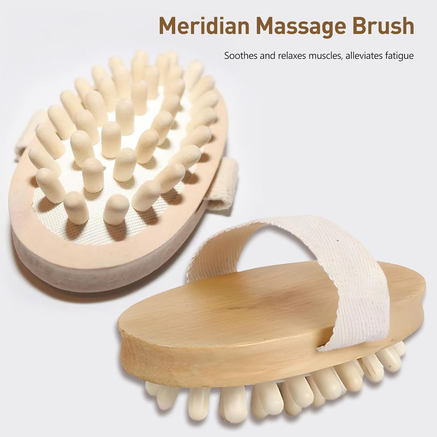 2 Pack Natural Wooden Anti Cellulite Massager Wood Hand-Held Massager Body Brush Muscle Relax Sauna Spa Head Massage Brush