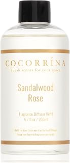 COCORRÍNA Refill - Sandalwood Rose 6.7 Fl.oz Reed Diffuser Refill with 8 Sticks