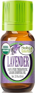Healing Solutions Organic Lavender Essential Oil 10ml (0.33 fl oz), Undiluted, Pure Lavender Oil for Hair Diffuser, Aromatherapy & Skin, Therapeutic Grade
