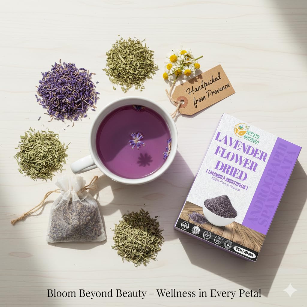 Herbs Botanica Dried Lavender Buds 3.5 oz (100g) Premium Culinary Grade Lavender Flowers – Extra Blue Grade for Baking, Tea & Lemonade Natural Aromatic Sachet Filler – Vegan, Non-GMO