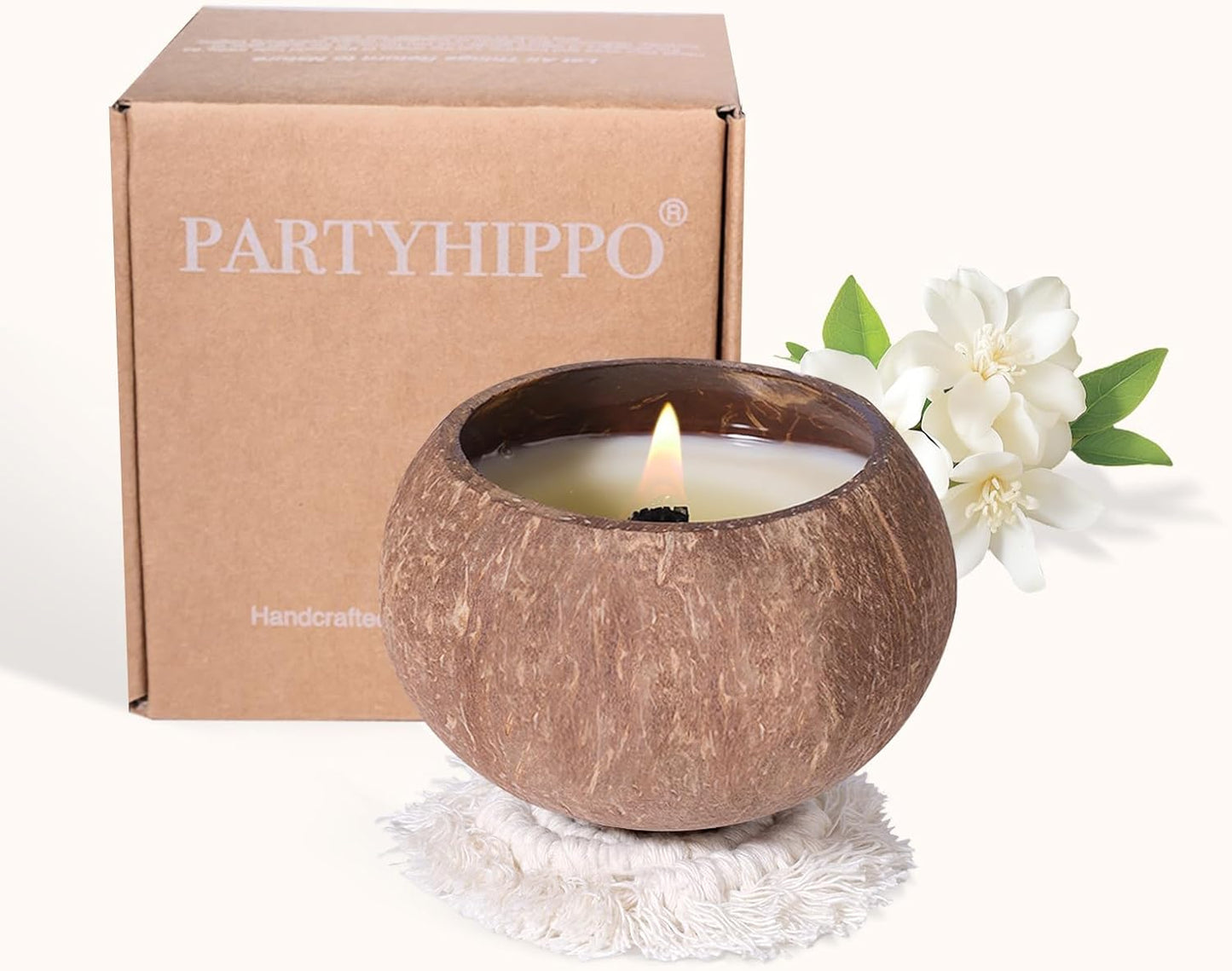 Natural Aromatherapy Scented Candle – 60-Hour Burn | 100% Soy Wax | Clean Burning Rosewood Wick | Coconut Shell Home Gift Candle (Sandalwood Rose)