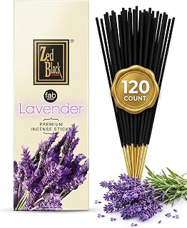 Lavender Incense Sticks 120 Count | Natural Hand-Rolled Aromatherapy Incense for Relaxation, Stress Relief, Meditation, Yoga & Prayer | Long-Lasting Soothing Aroma | Zed Black