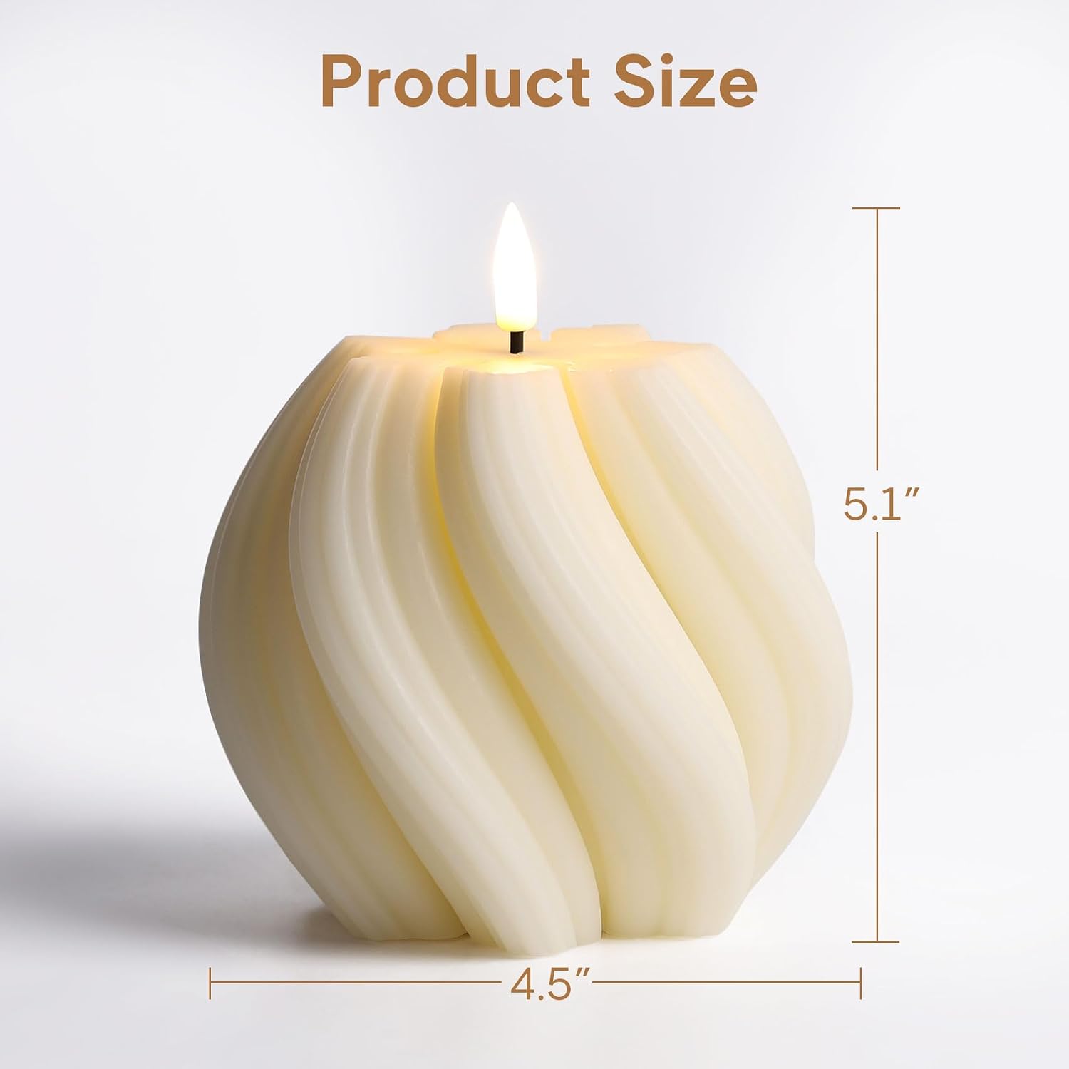 Cream White Swirl Flameless Candles with Remote, Aesthetic Twirl LED Pillar Candle Housewarming Gift Home Shelf Decor Set of 2