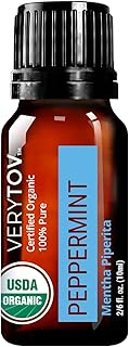 Premium USDA Organic Peppermint Essential Oil - 100% Pure Natural Undiluted, for Aromatherapy Diffuser, 10ml