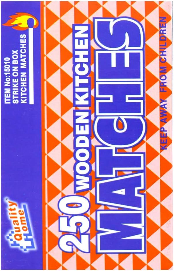OCD BARGAIN, Wooden Kitchen Matches 250 with Strike On Box - for Candles, Kitchen, Camping, Out Door - 250 Per Pack (4)