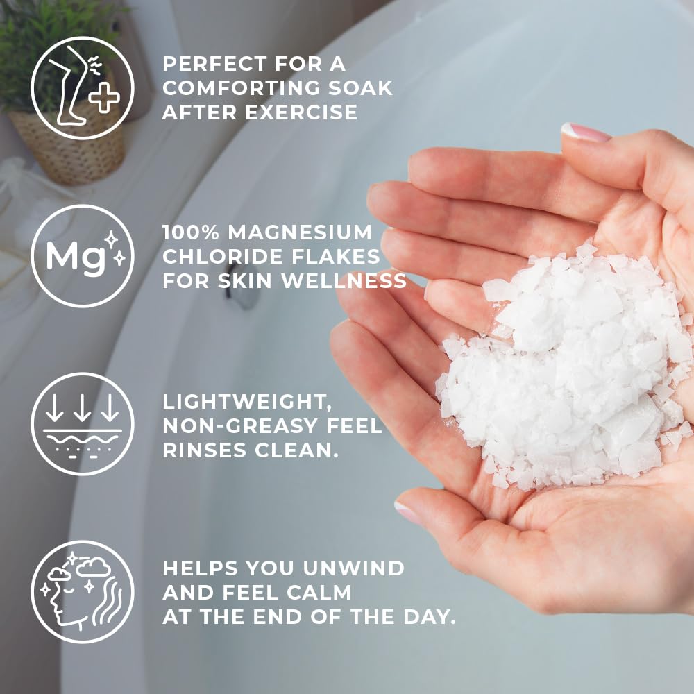 Natural Elephant Dead Sea Magnesium Bath Flakes | Pure Magnesium Chloride Soak for Body and Foot | Ideal for a Soothing Bath Experience | Alternative to Epsom Salt (12 oz Jar)