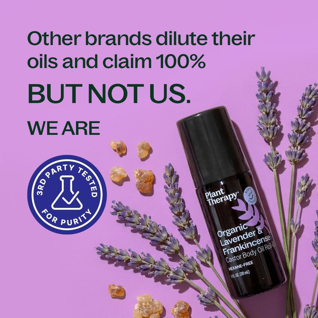 Plant Therapy Organic Lavender & Frankincense Castor Body Oil Roll On 30 mL