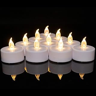 Battery Operated Tea Lights Candles: 24 Pack Realistic and Bright Flickering Holiday Gift Flameless Candles LED Electric Tea Candles for Seasonal & Festival Party Home Decoration (Warm White)