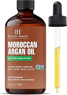 Botanic Hearth Argan Hair Oil for Adult Hydration, Nourishing, Strengthening, Curly, Frizzy, Dry, Damaged Hair, Non-GMO Verified, 4 fl oz, 1 Count