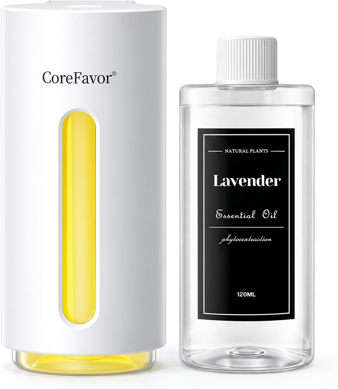Waterless Essential Oil Diffuser (H2) with 120ml Oil, Portable Battery-Operated Cold Air Aroma Scent Machine, 6 Mist Modes with 5 Color LED Lights, Quiet Diffuser for Home Car (Lavender)