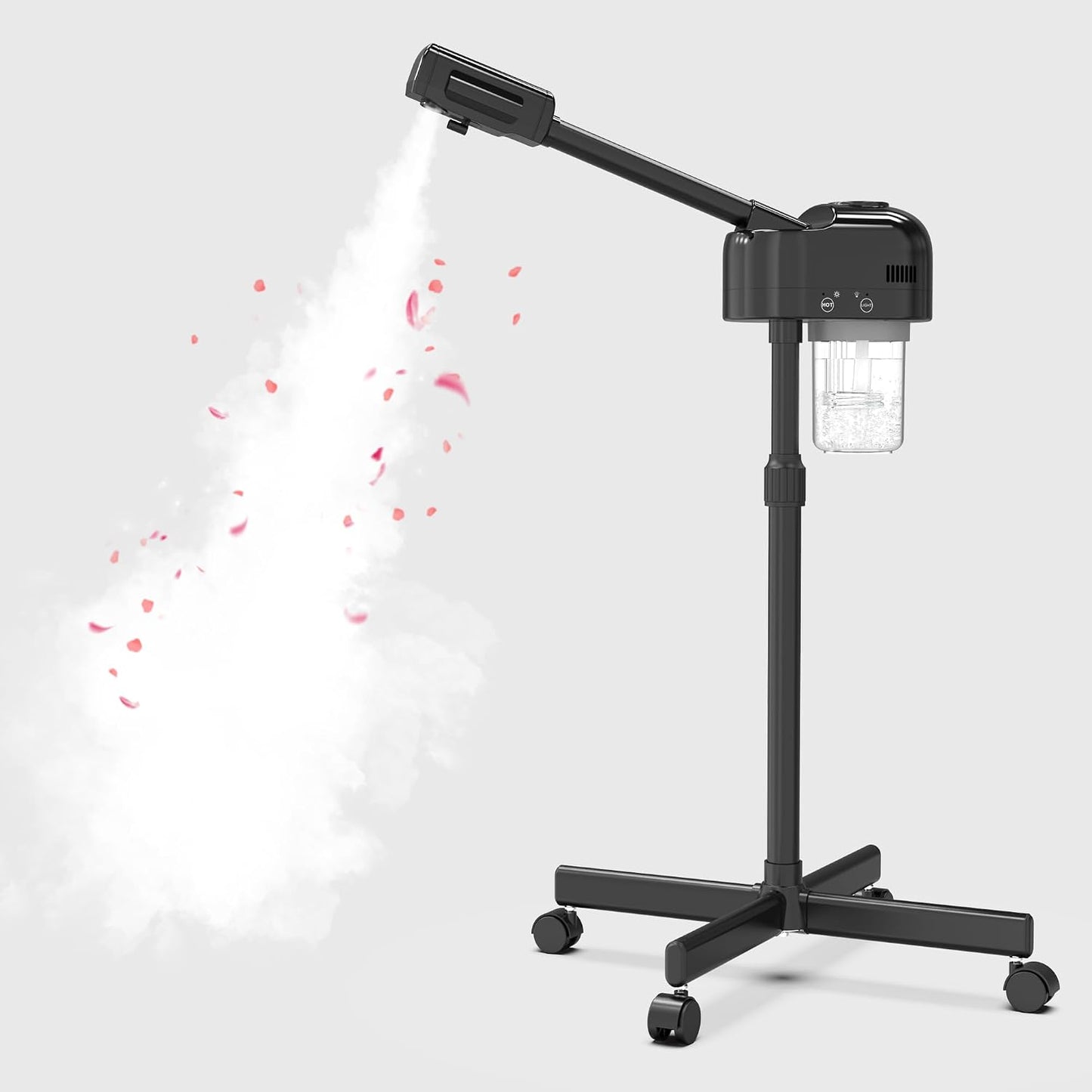 TASALON Professional Facial Steamer, Hot Mist Spray, Vaporizador Facial Steamer for Esthetician, Height Adjustable, SPA at Home, Black