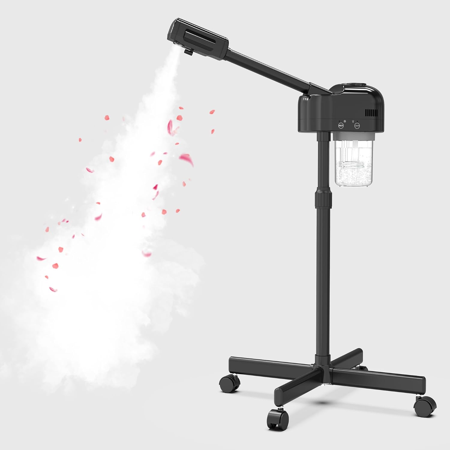 TASALON Professional Facial Steamer, Hot Mist Spray, Vaporizador Facial Steamer for Esthetician, Height Adjustable, SPA at Home, Black