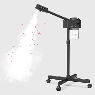 TASALON Professional Facial Steamer, Hot Mist Spray, Vaporizador Facial Steamer for Esthetician, Height Adjustable, SPA at Home, Black