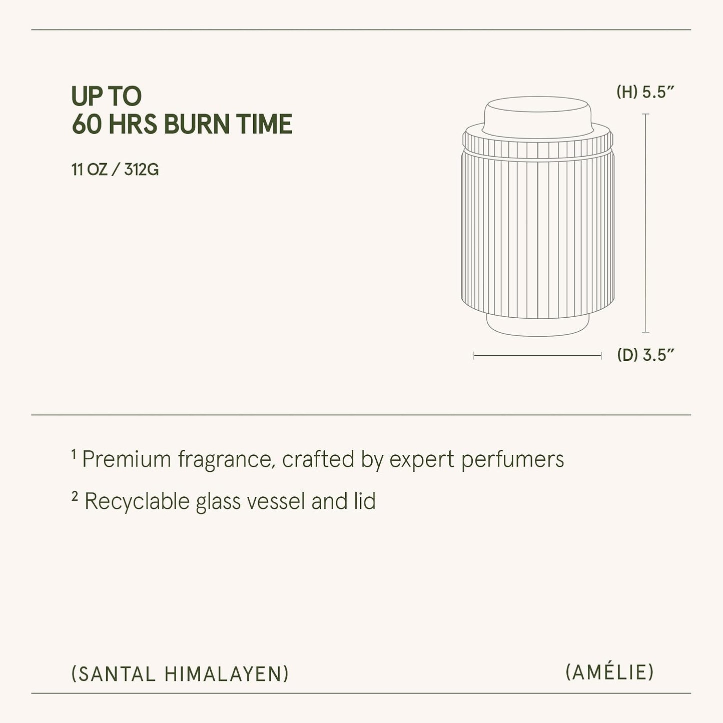 LA JOLIE MUSE Santal Himalayen Candle, Amber Scented Candles Gifts for Women, Natural Soy Candle, Candles for Home Scented, Luxury Glass Jar Candles for Home Decor, 60 Hours Long Burning, 11 Oz