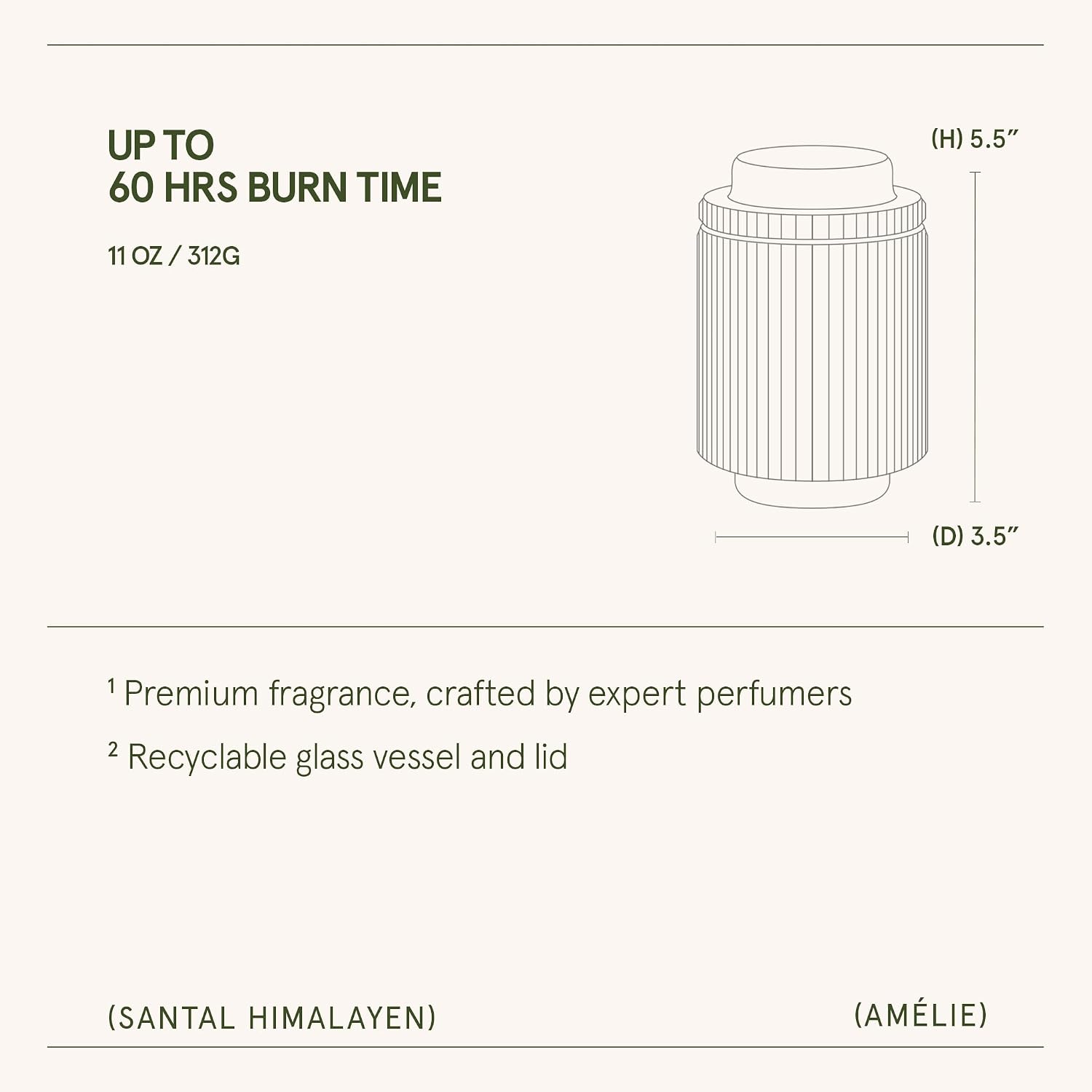 LA JOLIE MUSE Santal Himalayen Candle, Amber Scented Candles Gifts for Women, Natural Soy Candle, Candles for Home Scented, Luxury Glass Jar Candles for Home Decor, 60 Hours Long Burning, 11 Oz