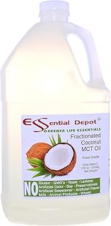 Coconut Oil - Fractionated - MCT (medium-chain triglycerides) - 1 Gallon (128 oz) - liquid - Food Grade - Safety Sealed Resealable HDPE Container, Microwave Safe (remove foil seal), Freezer Safe