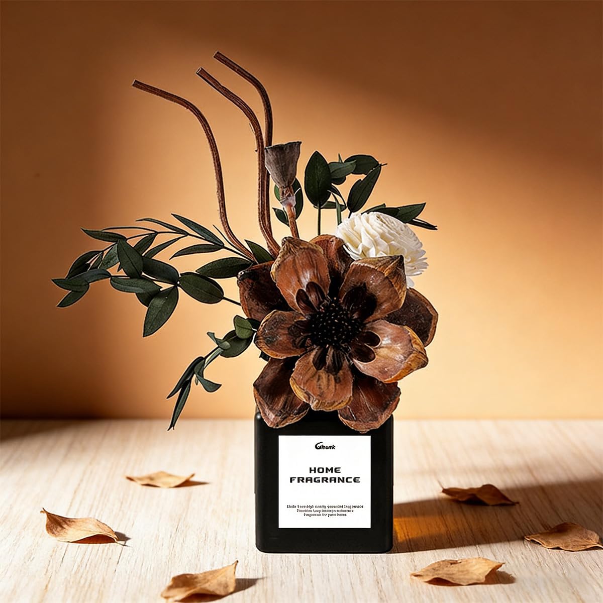 Reed Diffuser, Scent Diffuser with Sticks & Dried Flowers, 120 Days Long Lasting diffusers for Home, Elegant Fragrance for Bathroom Bedroom Office Decor Air Fresh (Green Tea)
