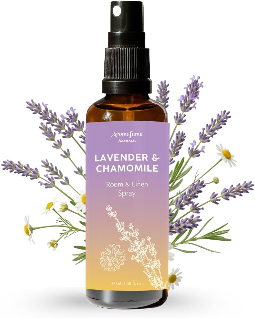 Lavender & Chamomile Room, Linen & Pillow Spray by Aromafume | 100ml/3.38 fl oz | with Pure Lavender Essential Oil | Aromatherapy Spray for Relaxation | Air Freshener