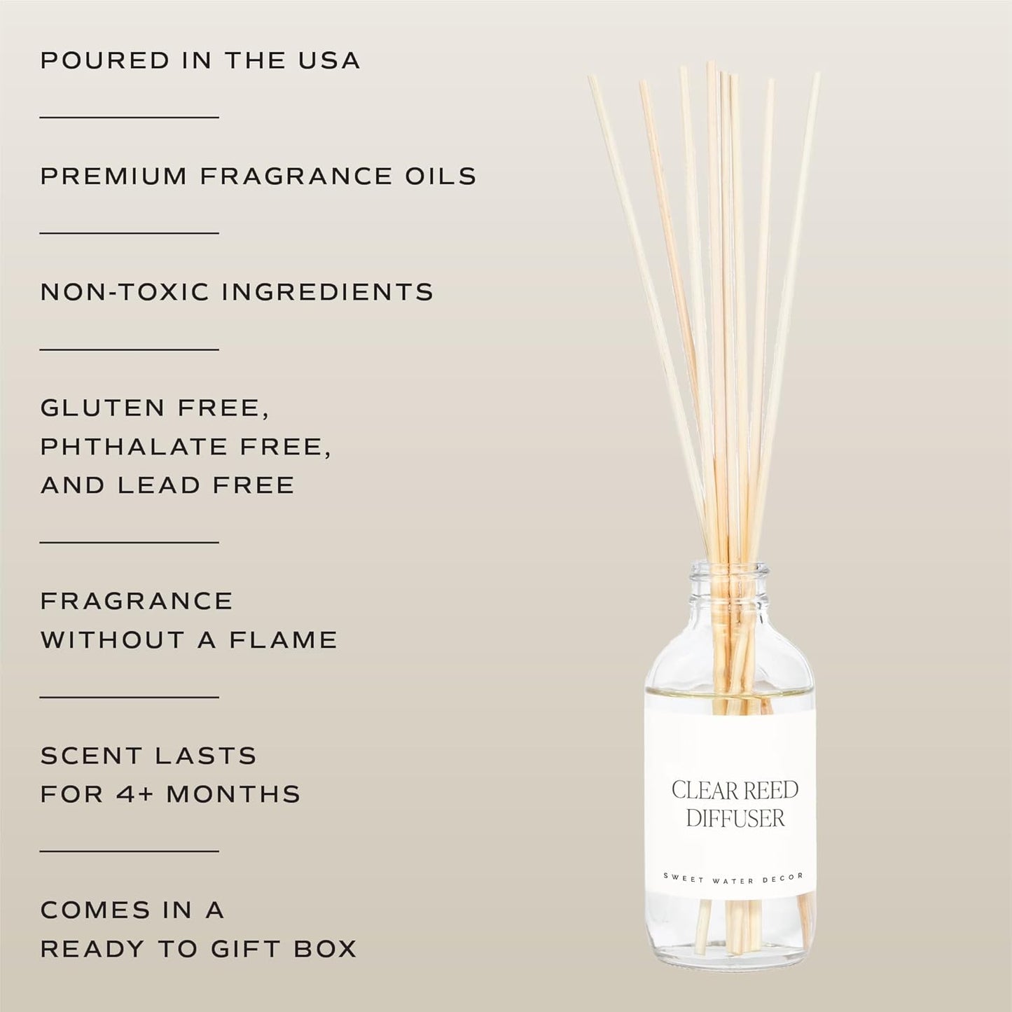Sweet Water Decor Stress Relief Reed Diffuser Set - Eucalyptus, Spearmint, Citrus, Sage Scented Diffusers - Scent Diffusers for Home, Long Lasting Fragrance, Made in the USA