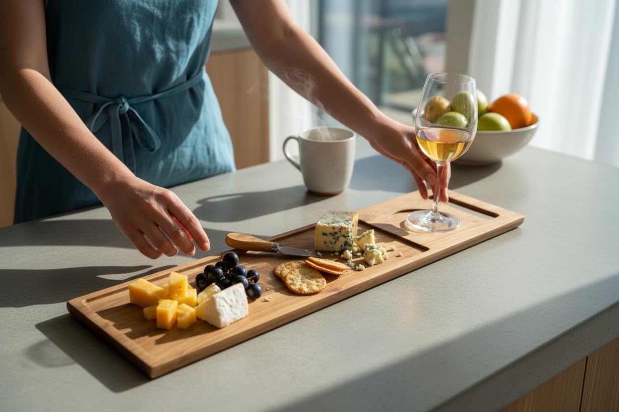 Zeek Bathtub Caddy Tray Solid Natural Wood Bath Board Charcuterie Serving Platter Housewarming Gift