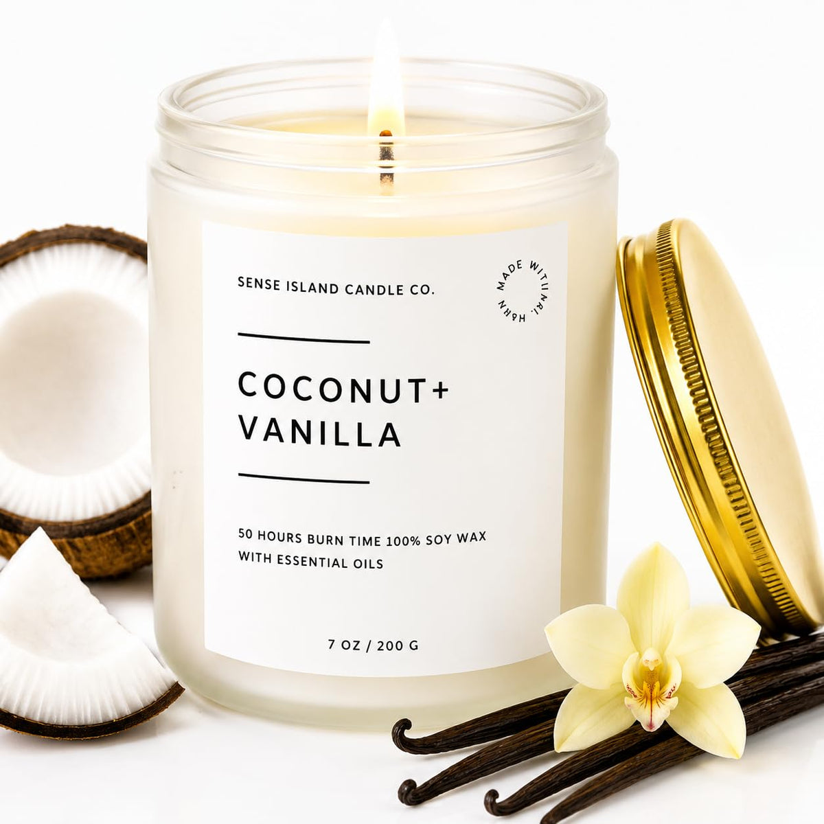 Coconut Vanilla Scented Candle– 7oz Soy Wax