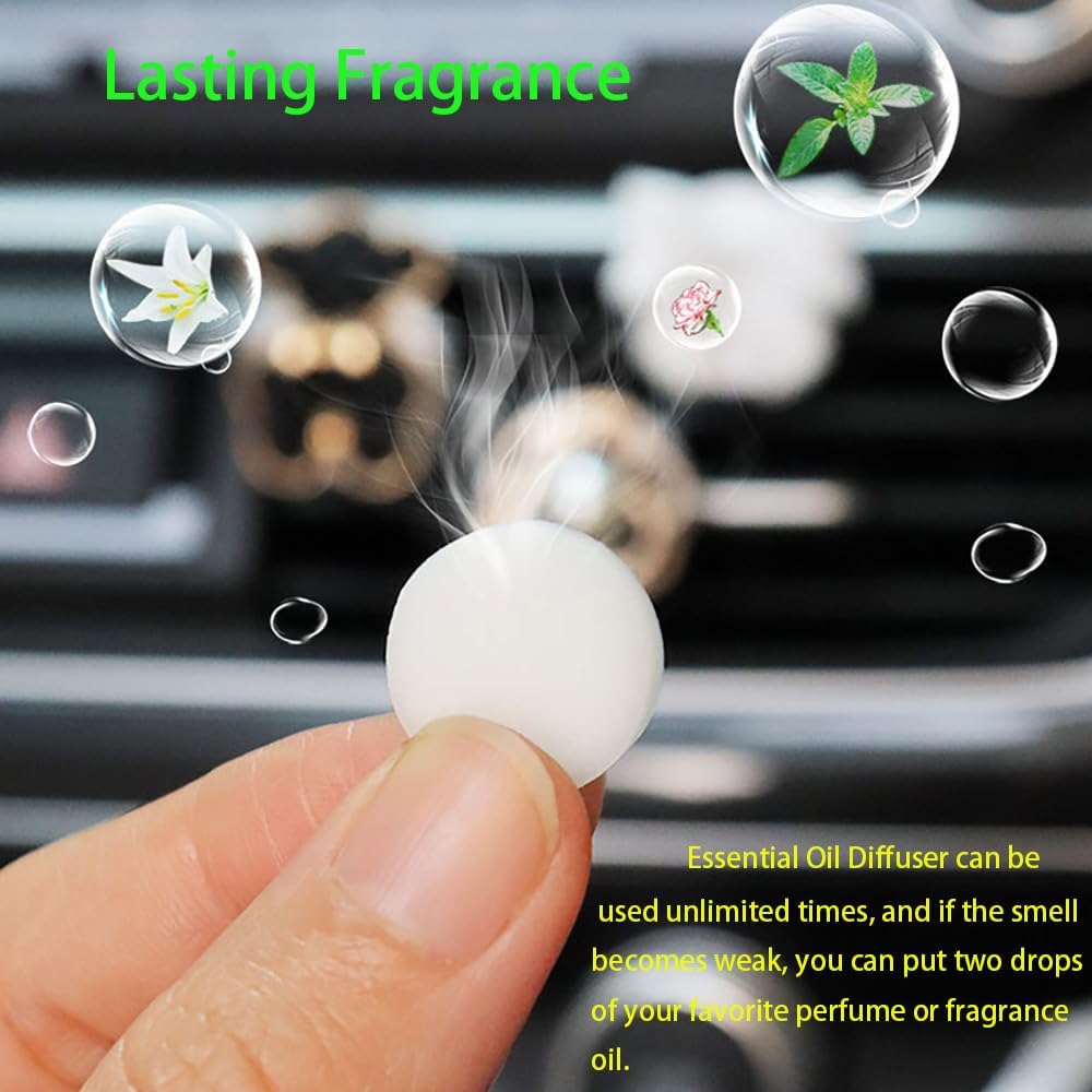 Unique Car Vent Clip Air Freshener, Aesthetic Floral Soap Rose Bouquet Diffuser Decor, Reusable Essential Oil Aroma Pad, Cute Car Accessories Gift for Women (Style I)