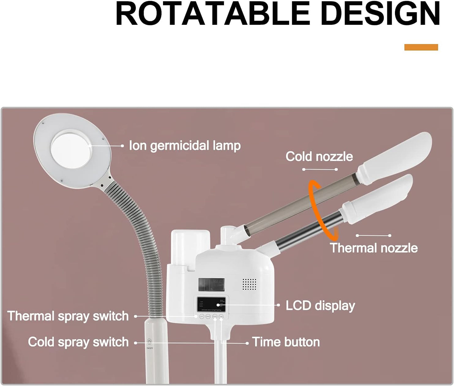Artist hand Facial Steamer Professional 3 in 1 Hot and Cold Facial Steamer with 5X LED Magnifying Lamp, Esthetician Face Steamer Fast Heating for Beauty Salon Spa Home Use
