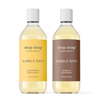 Deep Steep Bubble Bath, 10oz (2 Pack) (10 Fl Oz (Pack of 2), (Best Sellers) (Grapefruit Bergamot & Vanilla Coconut)