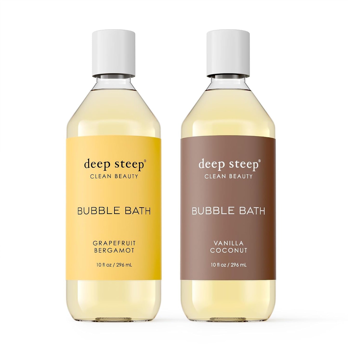 Deep Steep Bubble Bath, 10oz (2 Pack) (10 Fl Oz (Pack of 2), (Best Sellers) (Grapefruit Bergamot & Vanilla Coconut)