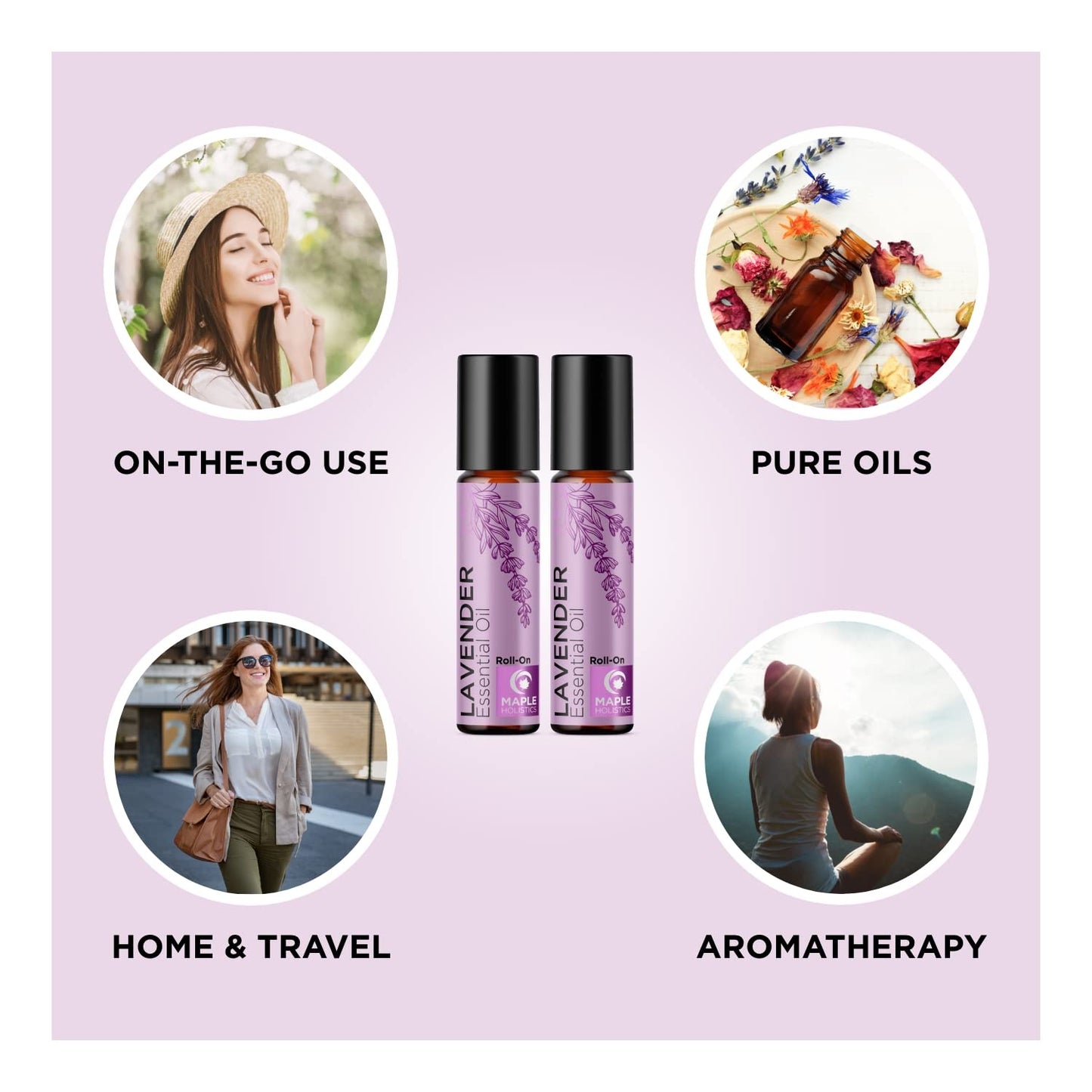 Lavender Essential Oil Roll On - Calming Aromatherapy Oil Roller for Sleep Headaches and Relaxation - Natural Pre-Diluted Sleep Oil for Nighttime Relaxation with Lavender Essential Oil for Skin 2-Pack