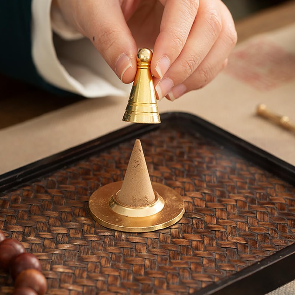 6PCS Incense Cone Making Kit with Brass Press for Incense Cones 0.63 x 0.63 x 1.18 inches for Living Rooms Offices Meditation Rooms Yoga Studios Hotels Bars and Tea Rooms