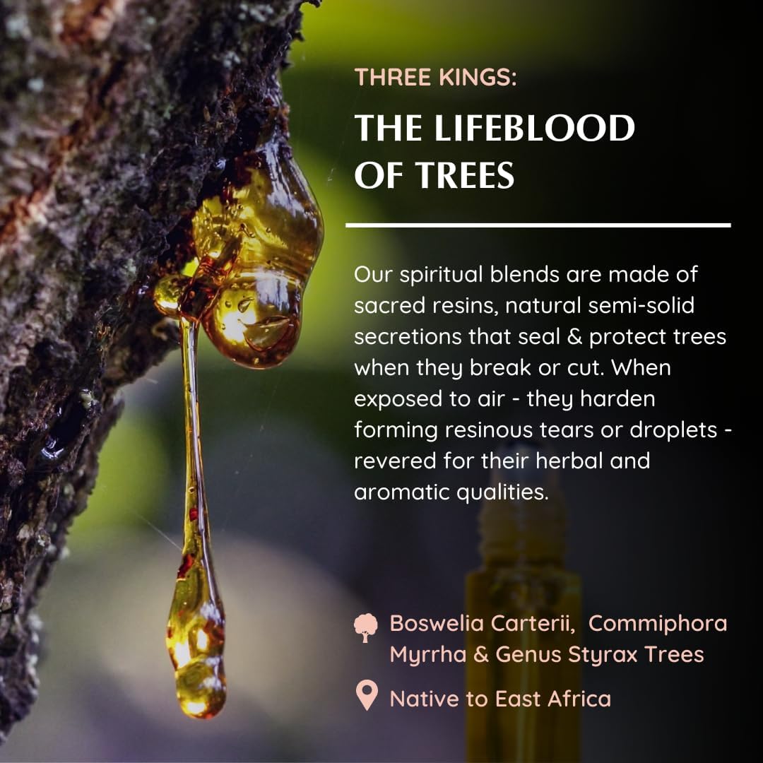 Three Kings Resin Essential Oil Roll-On | 1 x 10ml / 0.33 fl oz by Aromafume| Ideal for Spirituality & Rituals | Made with Pure Boswellia, Serrta & Natural extracts | Non-Alcoholic, Non-Toxic & Vegan
