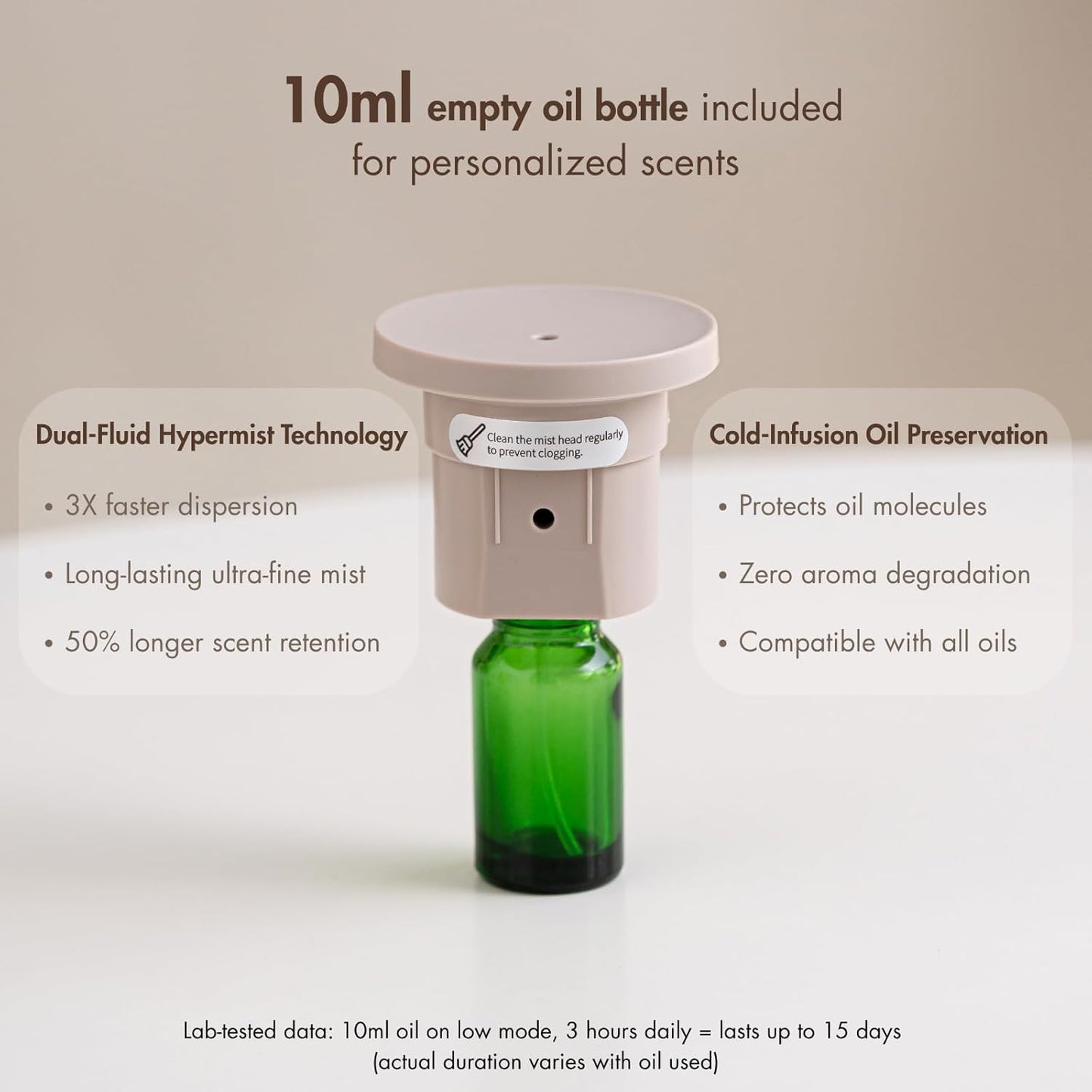 ZMARKRAFT® Waterless Essential Oil Diffuser w Solid Wood Cover 3 Timers 2 Mist Modes, Auto-Off Quiet Dual Fluid Aroma Diffuser, Portable Waterless Scent Diffuser w Lights, Room Decor Aromatherapy Gift