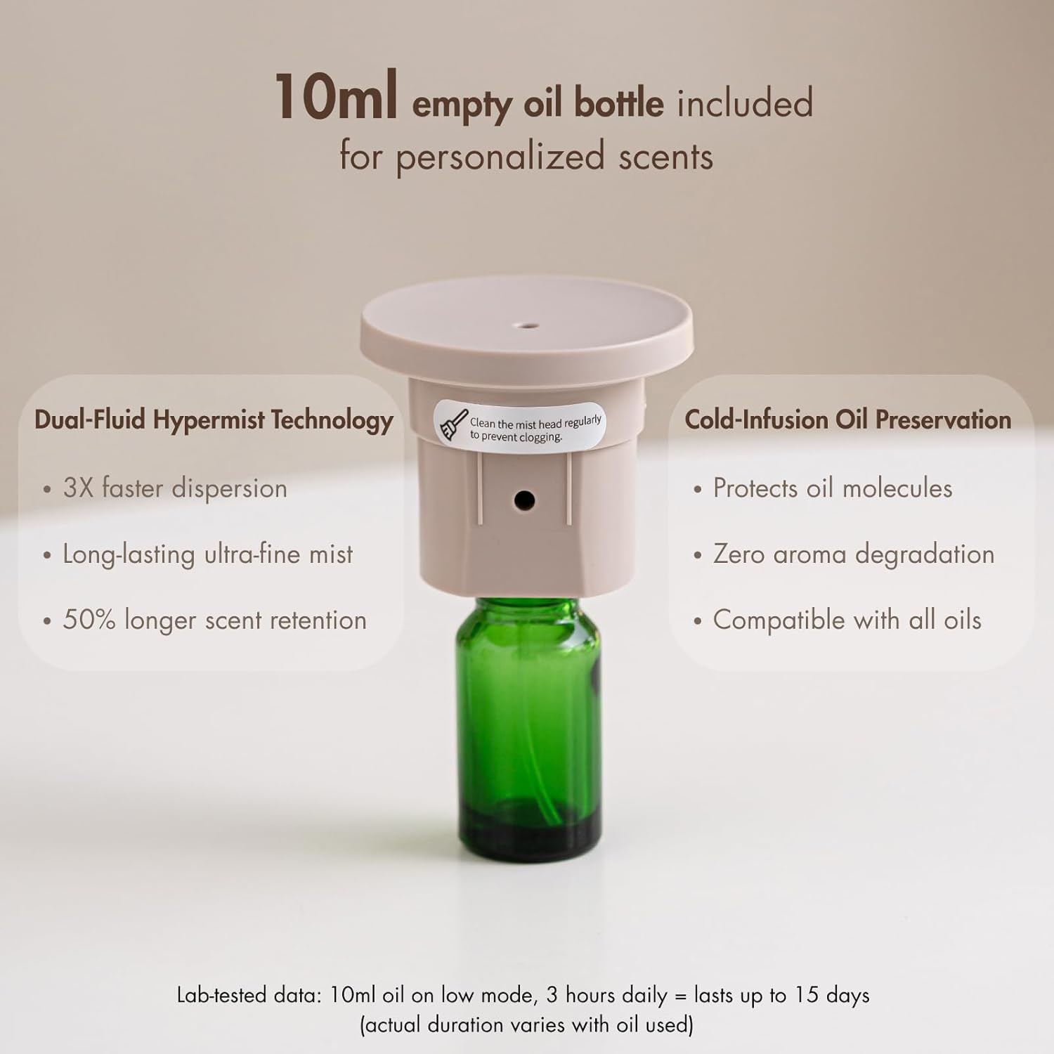 ZMARKRAFT® Waterless Essential Oil Diffuser w Solid Wood Cover 3 Timers 2 Mist Modes, Auto-Off Quiet Dual Fluid Aroma Diffuser, Portable Waterless Scent Diffuser w Lights, Room Decor Aromatherapy Gift