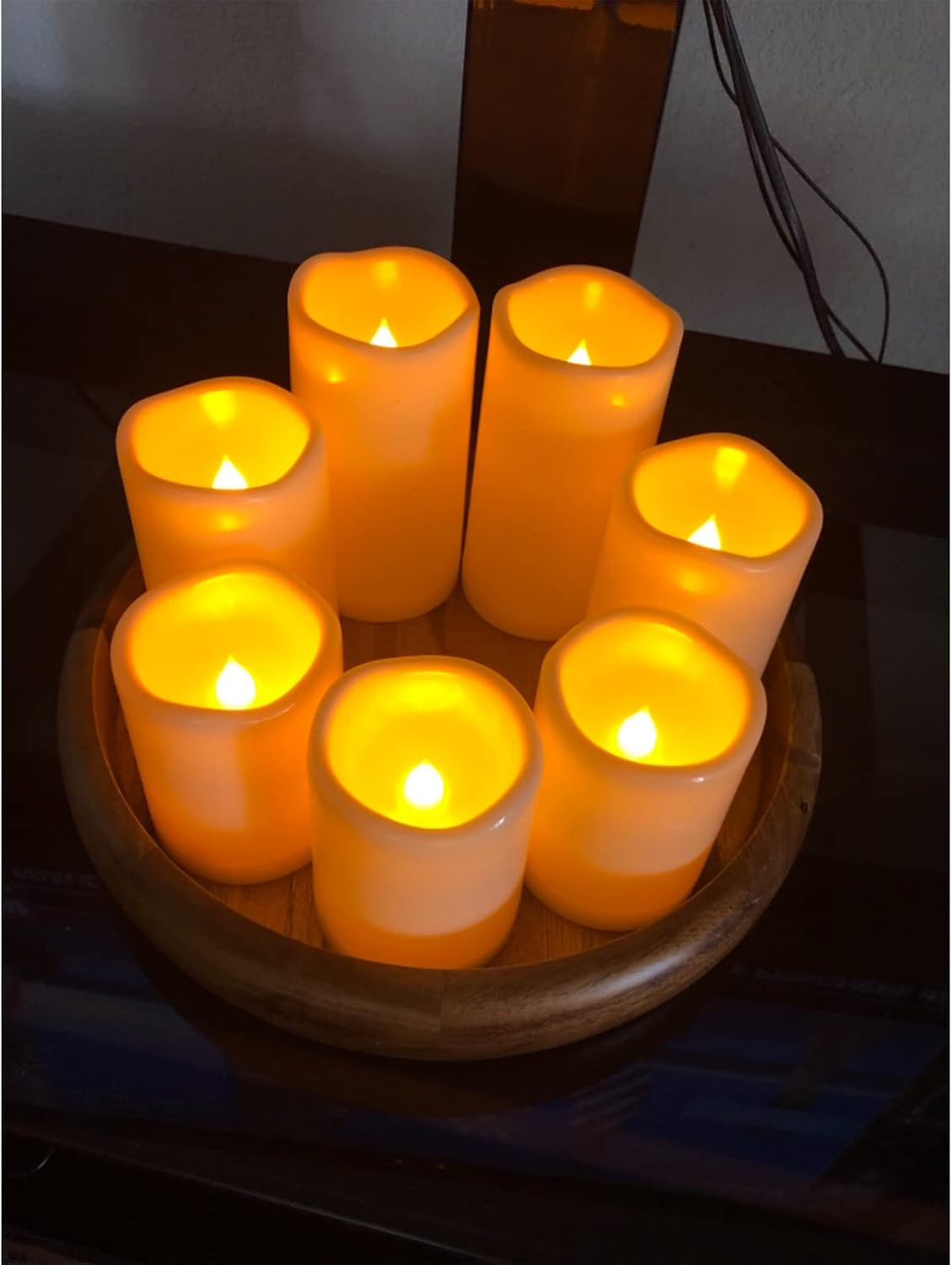 Flameless Outdoor Battery Operated Candles with Timer 3'' x 8'' Waterproof Pillar Candle Flickering Plastic Electric LED Lights for Wedding Party Halloween Thanksgiving Christmas Decoration Gift