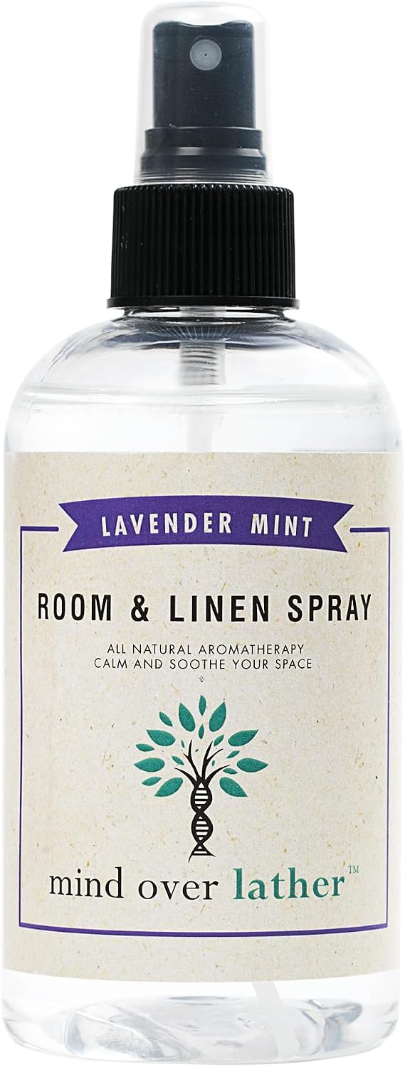 Lavender Mint Linen Spray & Pillow Mist – Natural Room Spray w/Pure Lavender Essential Oil Blend, Bedding & Sheet Freshener, Aromatherapy Spray for Home, Bedroom & Yoga, 8 oz