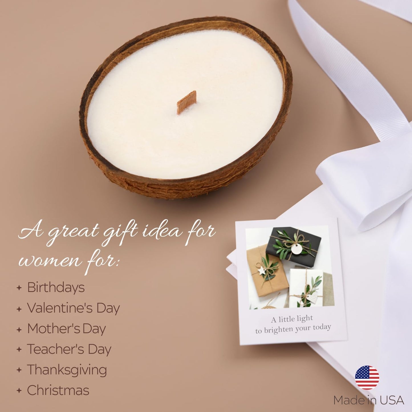 – Scented Candles Clearance | Coconut Shell Soy Wax Candle with Wooden Wick | Candles for Home Décor | Gift Idea for Women (1, Coconut)
