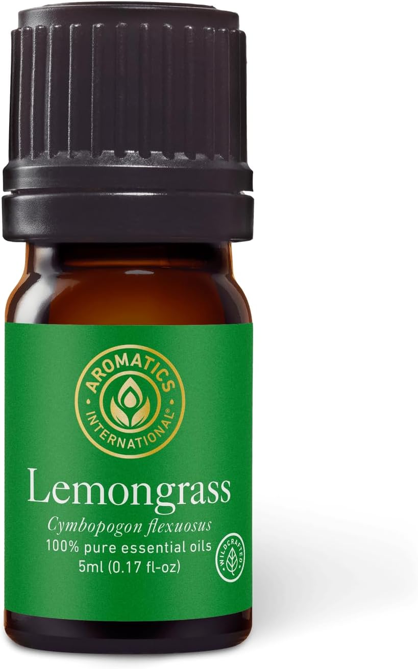 Aromatics International Wildcrafted Lemongrass Essential Oil 5ml | 100% Pure Essential Oil for Diffusion, Aromatherapy & Wellness Use