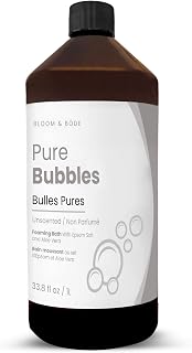 Luxury Unscented Foaming Bath - Natural Fragrance-Free Bubble Bath with Aloe Vera and Epsom Salt - Pure Bubbles Scent (Unscented), 33.8 fl oz / 1L