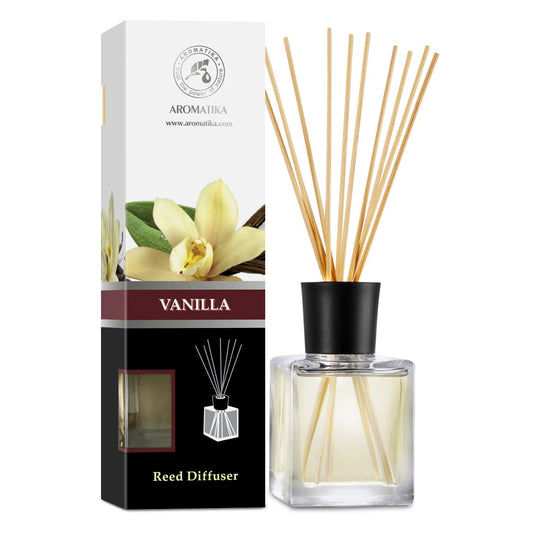 Reed Diffuser with Natural Essential Oil Vanilla 6.8 Fl Oz (200ml) - Scented Reed Diffuser - Gift Set with Bamboo Sticks