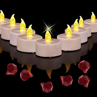 Battery Operated Led Tea Lights Candles:50 Pack Flameless Electric Fake Candle, Realistic and Bright Flickering Votive Tealights, Long Lasting 200+Hours,for Wedding,Party,Home Decoration (Warm Yellow)