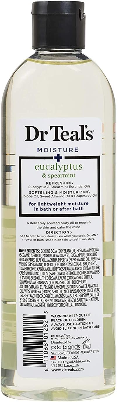 Dr. Teals Bath & Body Oil Variety Gift Set (2 Pack, 8.8oz Ea.) - Soothing Lavender & Rejuvenating Eucalyptus & Spearmint - Essential Oils Hydrate Skin & Alleviates Daily Stress
