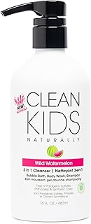 Gabriel Cosmetics Clean Kids Naturally Wild Watermelon 3-in-1 Shampoo, Cleanser & Bubble Bath (16 Fl Oz (1 Bottle), Watermelon 3-in-1)