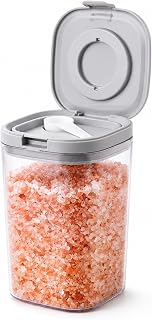 Bath Salt Container 60 Oz, Clear Bathroom Jar with Lid and Spoon for Bath Salts, Epsom Salt, Bath Accessories for Women, Bathroom Decor, Bathtub Supplies and Laundry Powder Storage